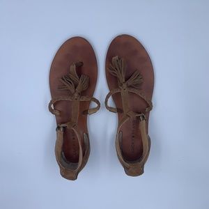 Lucky Brand Tassel Brown Suede Sandals